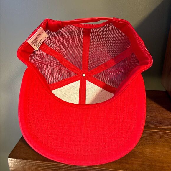Vintage TAG Sample Red Mesh Trucker Snapback Hat - Picture 6 of 8